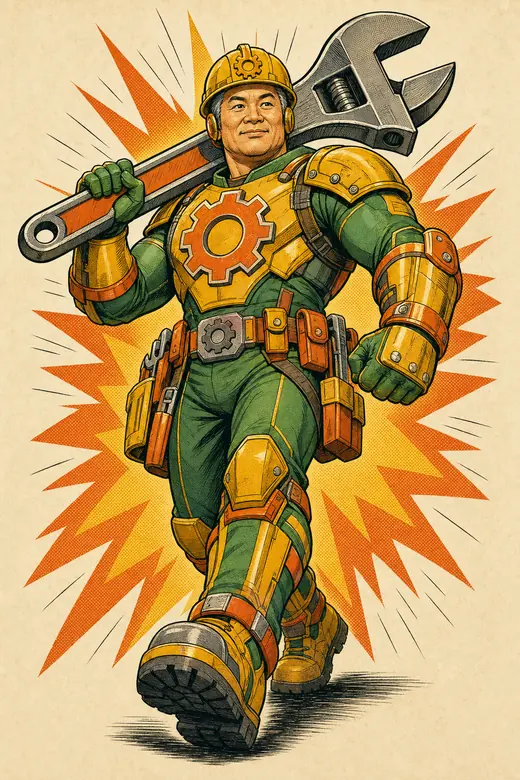 The Builder character carrying a wrench